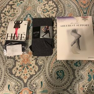 Navy tights, gray, tights, off-white stockings NWT